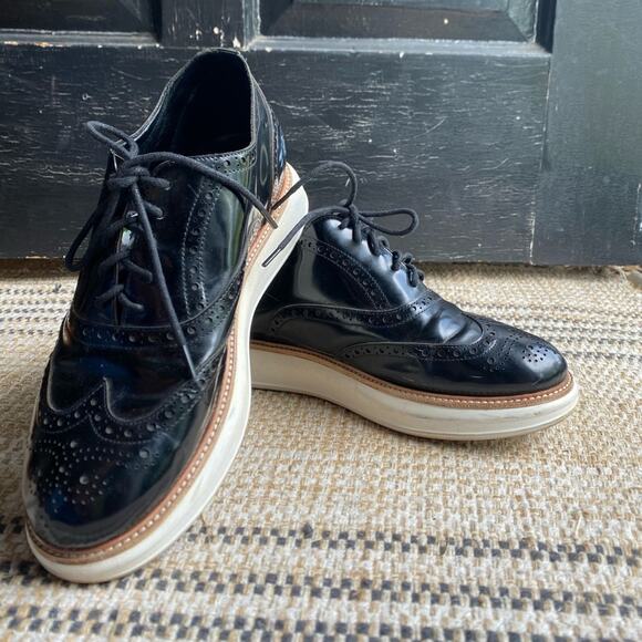 Jeffrey Campbell Lace-up Patent Leather Platform Oxford wing tip shoe‎  10 - Picture 6 of 7